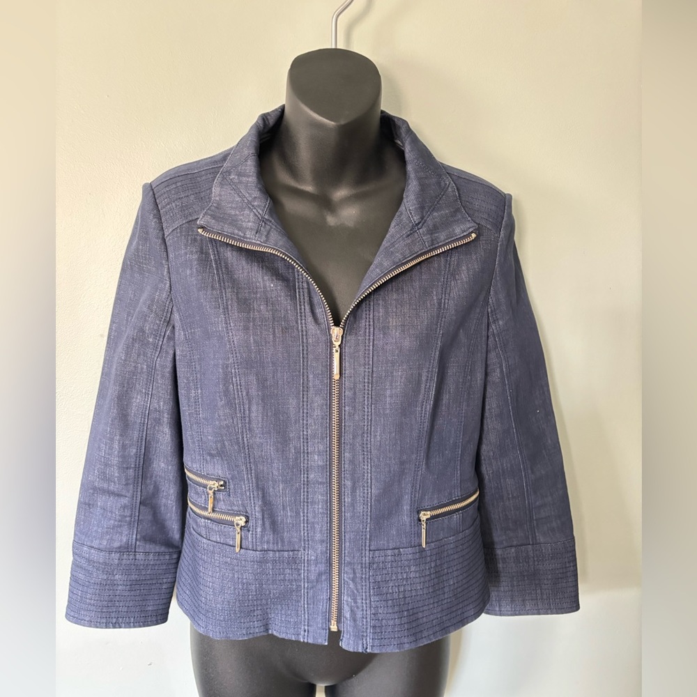 White House Black Market denim zip jacket